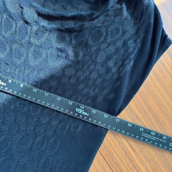 Tricot Joli Black Knit Tunic Shimmer Leopard Print Black Cowl Neck Size Large - Picture 4 of 9